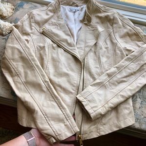 Beige Leather Jacket